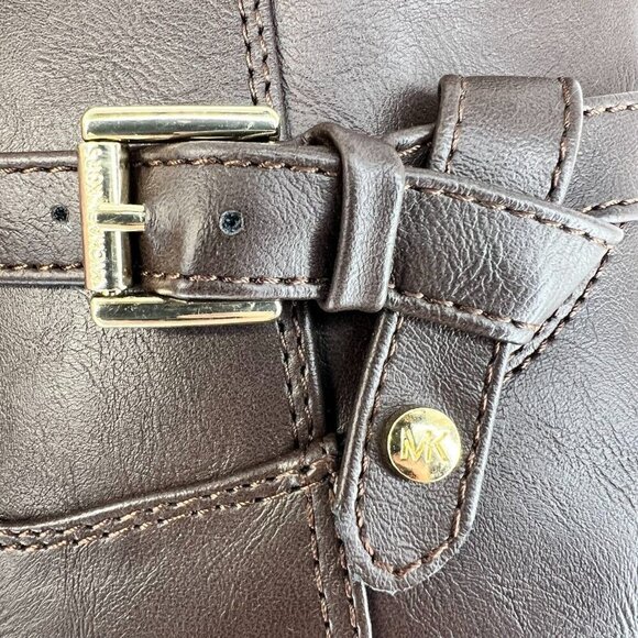 Michael Kors Girls Brown Flat Fully Zip Gold MK Logo Tone Size 3 Riding Boots - Picture 11 of 12